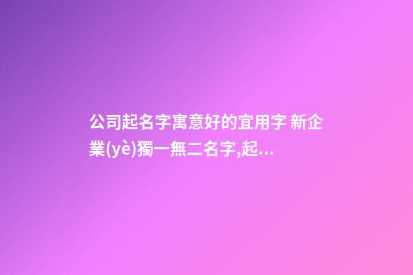 公司起名字寓意好的宜用字 新企業(yè)獨一無二名字,起名之家-第1張-公司起名-玄機派